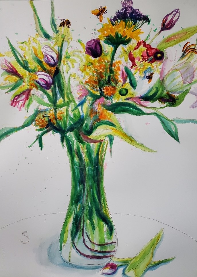 Honey for the Trinity, 30" x 22" watercolor, by Samoluk